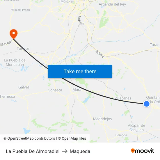 La Puebla De Almoradiel to Maqueda map
