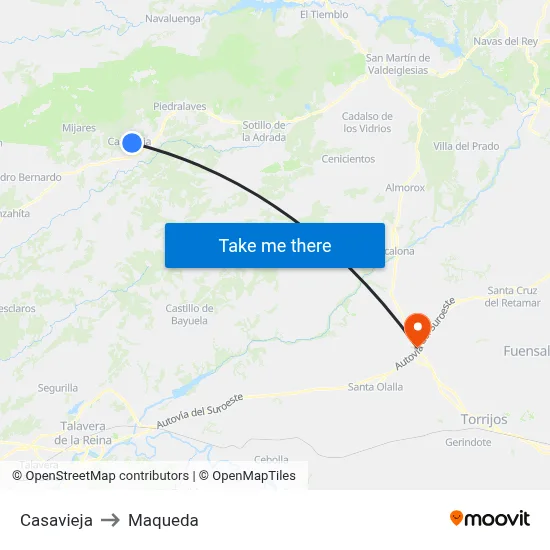 Casavieja to Maqueda map