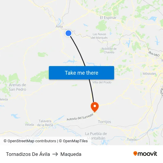 Tornadizos De Ávila to Maqueda map