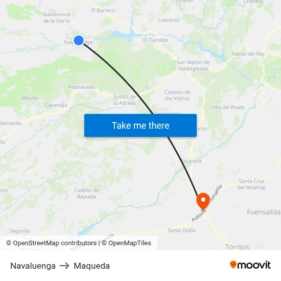 Navaluenga to Maqueda map