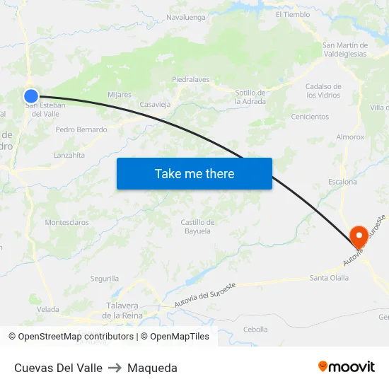 Cuevas Del Valle to Maqueda map