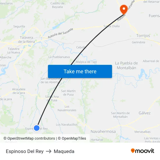Espinoso Del Rey to Maqueda map