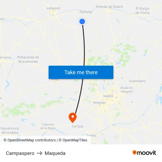 Campaspero to Maqueda map