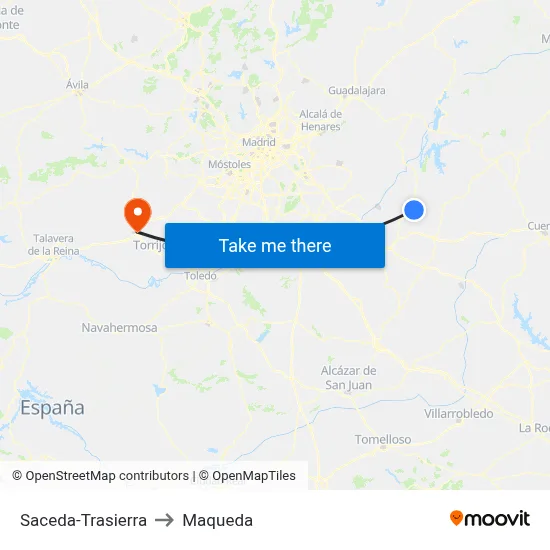 Saceda-Trasierra to Maqueda map