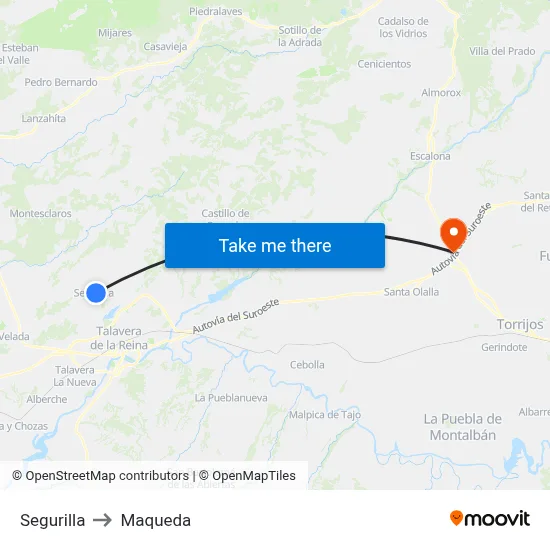 Segurilla to Maqueda map