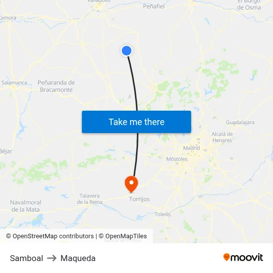Samboal to Maqueda map