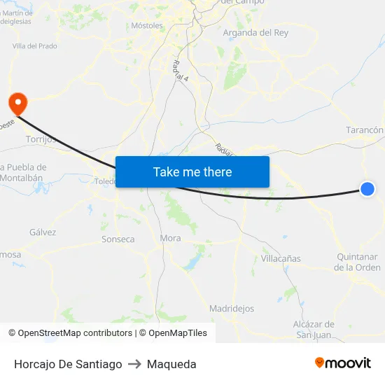 Horcajo De Santiago to Maqueda map