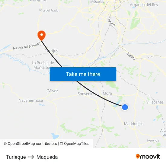 Turleque to Maqueda map