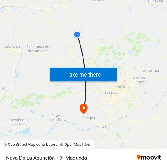 Nava De La Asunción to Maqueda map