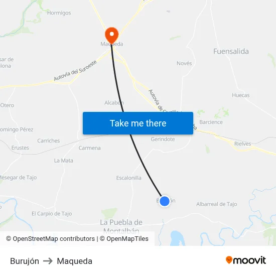 Burujón to Maqueda map