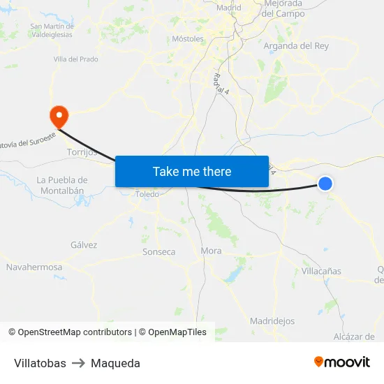 Villatobas to Maqueda map