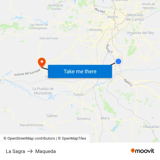 La Sagra to Maqueda map