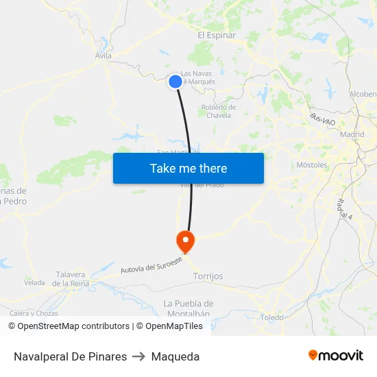 Navalperal De Pinares to Maqueda map