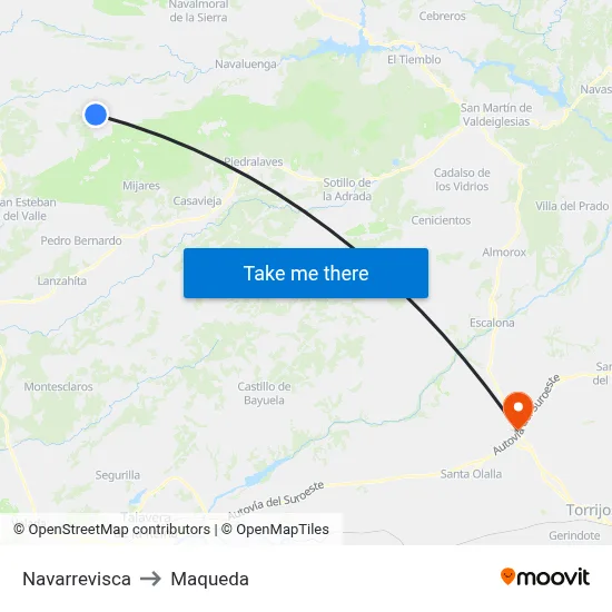Navarrevisca to Maqueda map