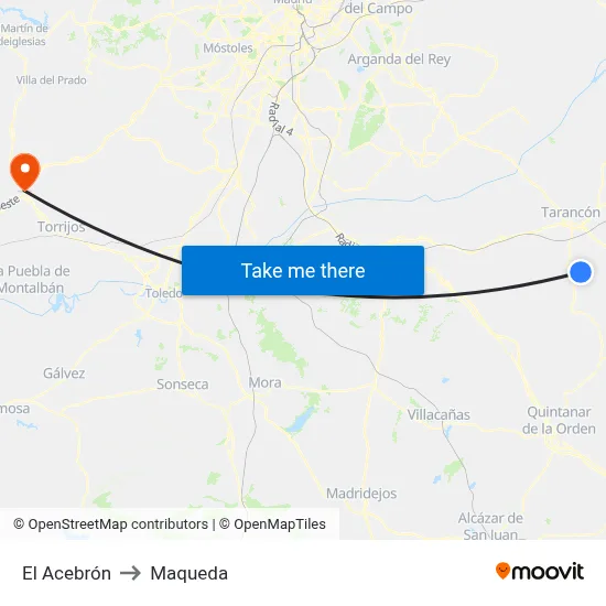 El Acebrón to Maqueda map