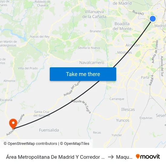 Área Metropolitana De Madrid Y Corredor Del Henares to Maqueda map