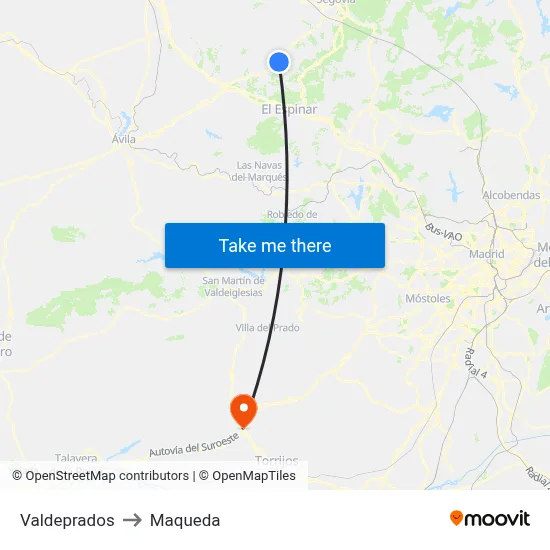 Valdeprados to Maqueda map