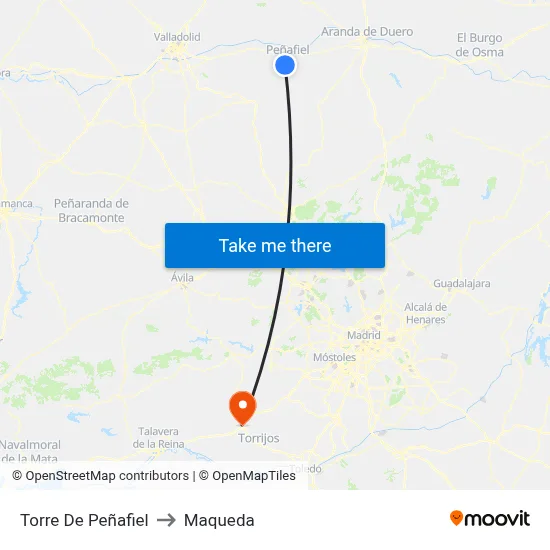 Torre De Peñafiel to Maqueda map