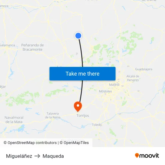 Migueláñez to Maqueda map