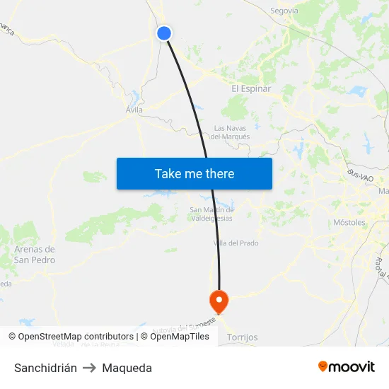 Sanchidrián to Maqueda map