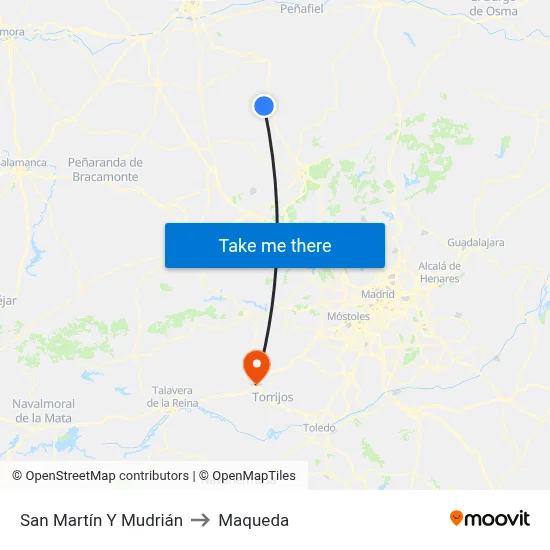 San Martín Y Mudrián to Maqueda map