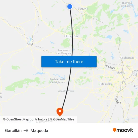 Garcillán to Maqueda map
