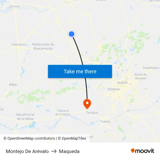 Montejo De Arévalo to Maqueda map
