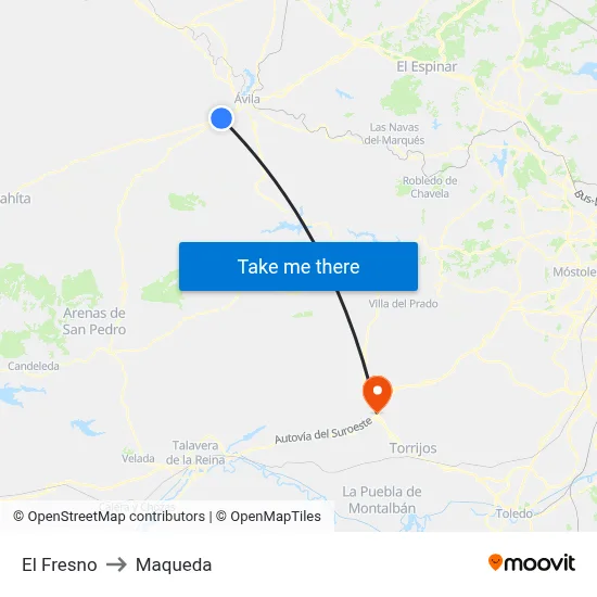 El Fresno to Maqueda map