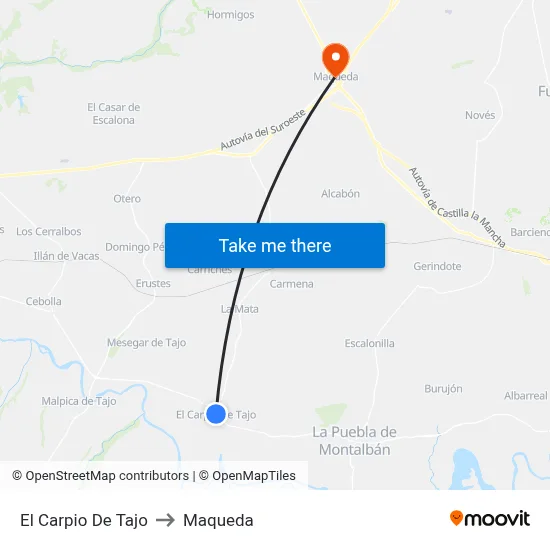 El Carpio De Tajo to Maqueda map