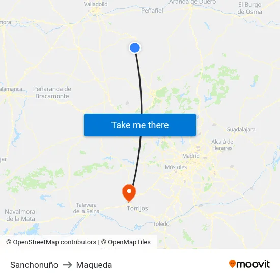 Sanchonuño to Maqueda map