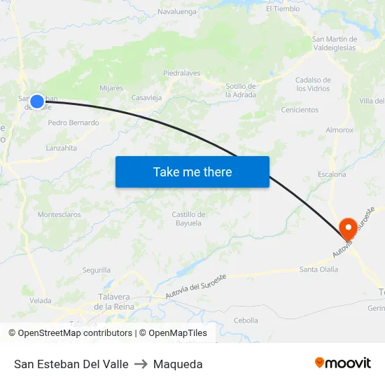 San Esteban Del Valle to Maqueda map