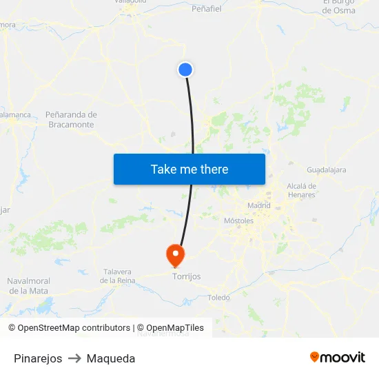Pinarejos to Maqueda map