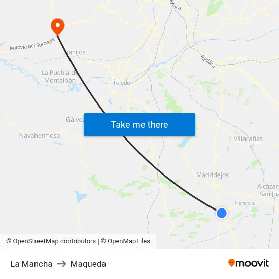 La Mancha to Maqueda map