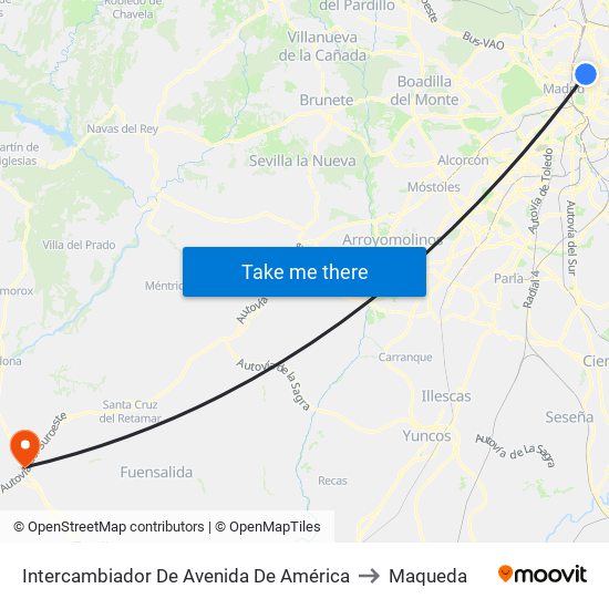 Intercambiador De Avenida De América to Maqueda map