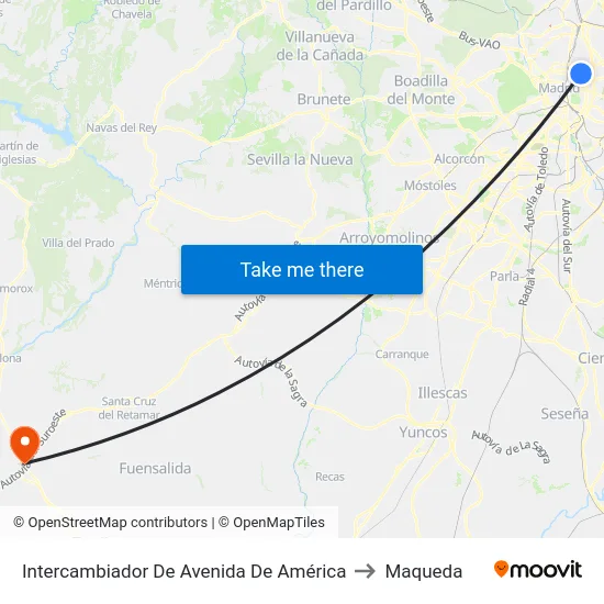Avenida De América to Maqueda map