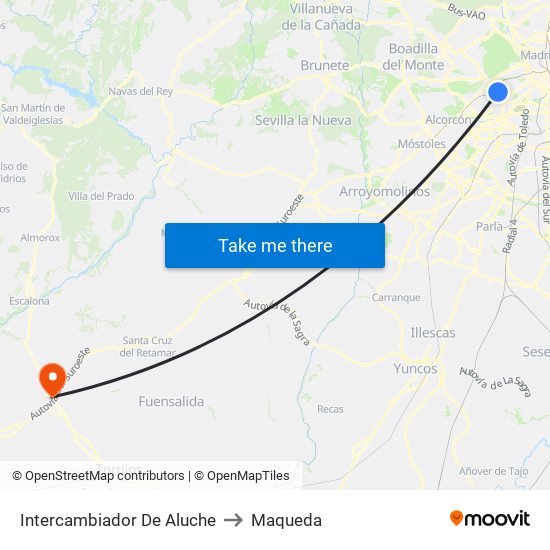Intercambiador De Aluche to Maqueda map