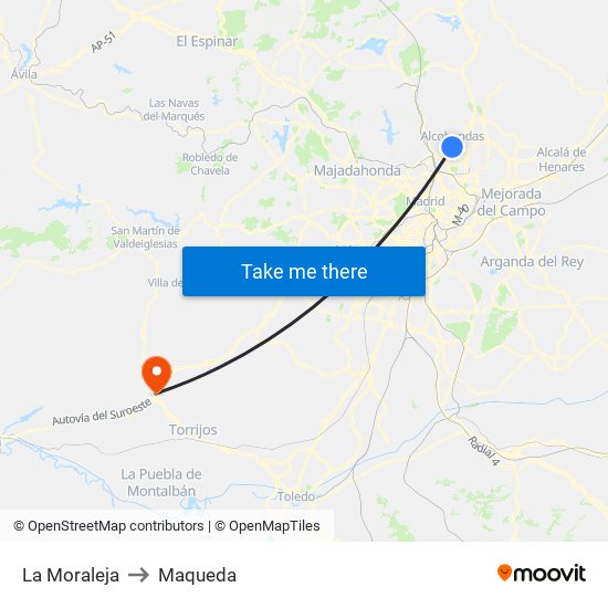La Moraleja to Maqueda map