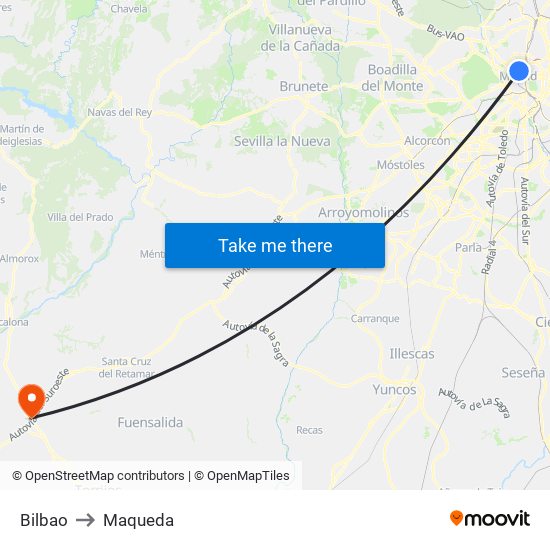 Bilbao to Maqueda map