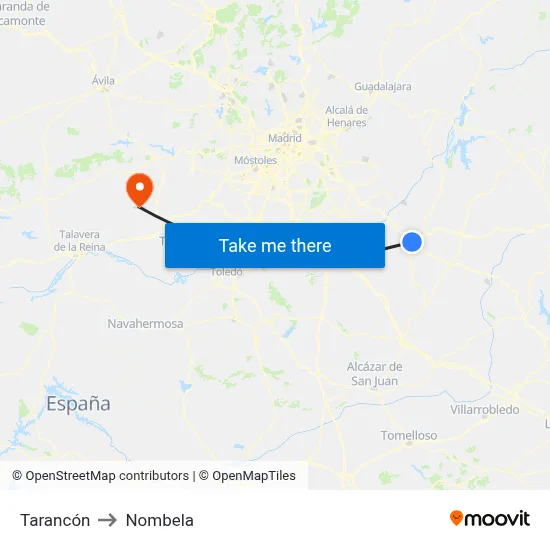 Tarancón to Nombela map