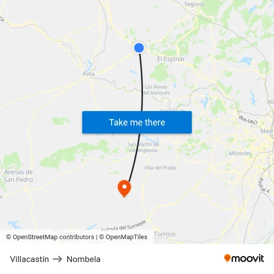 Villacastín to Nombela map