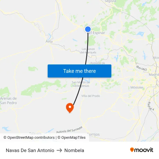 Navas De San Antonio to Nombela map