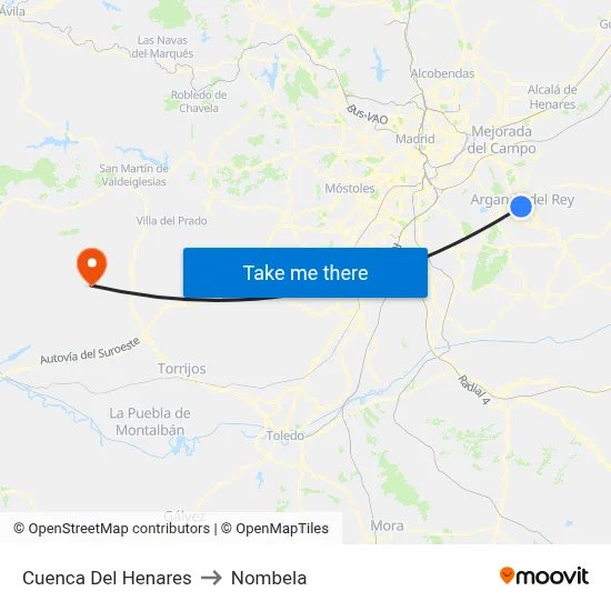Cuenca Del Henares to Nombela map