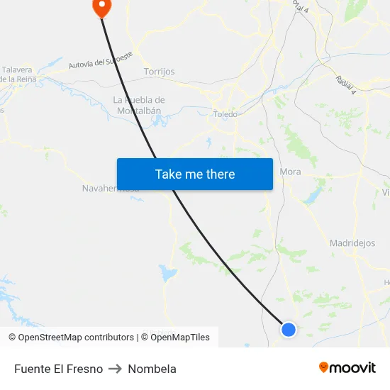 Fuente El Fresno to Nombela map