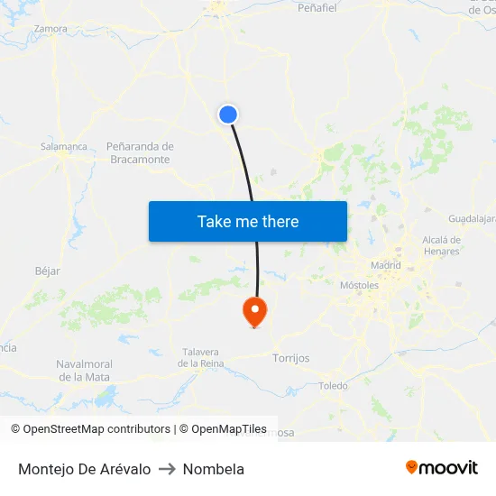 Montejo De Arévalo to Nombela map