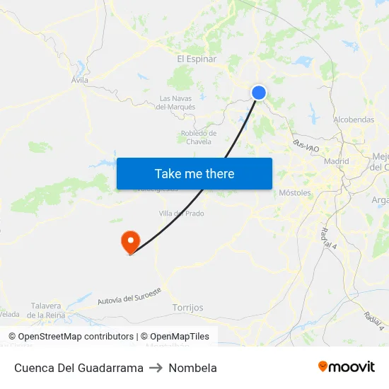 Cuenca Del Guadarrama to Nombela map