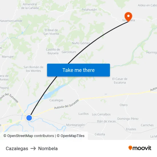 Cazalegas to Nombela map