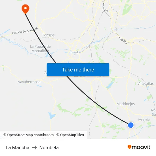 La Mancha to Nombela map
