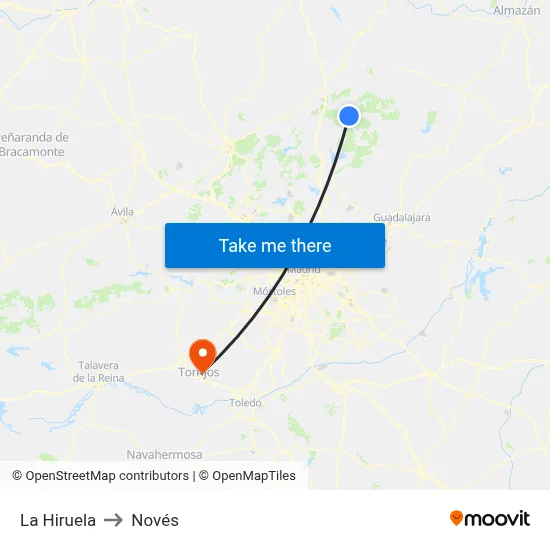 La Hiruela to Novés map