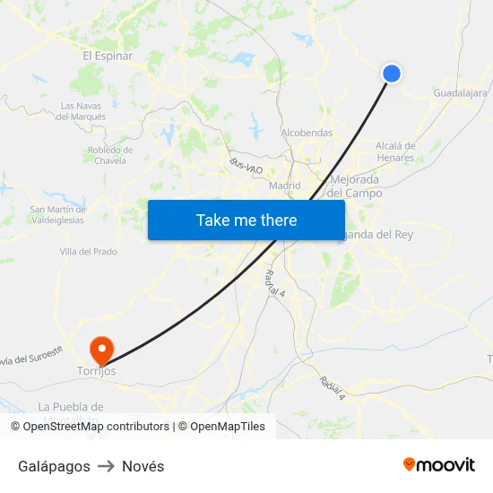 Galápagos to Novés map
