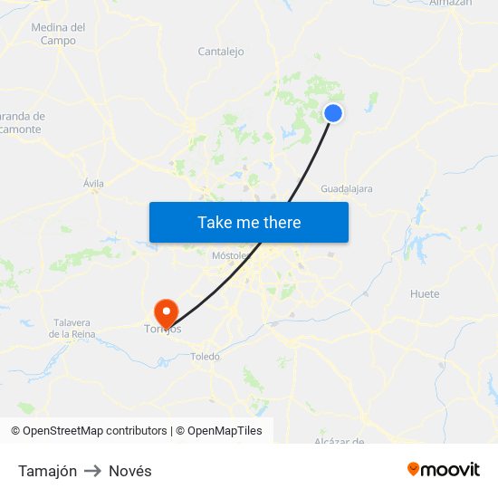 Tamajón to Novés map